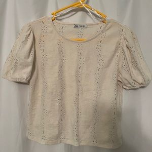 Ivory lace crop top ZARA